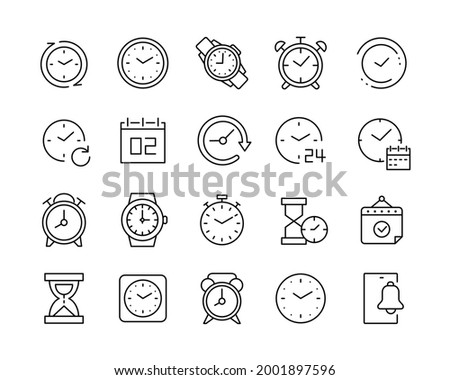 Time Icons - Vector Line Icons. Editable Stroke. Vector Graphic