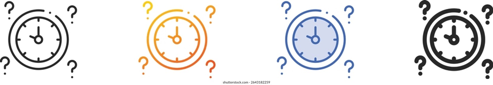 time icon.Thin Linear, Gradient, Blue Stroke and bold Style Design Isolated On White Background