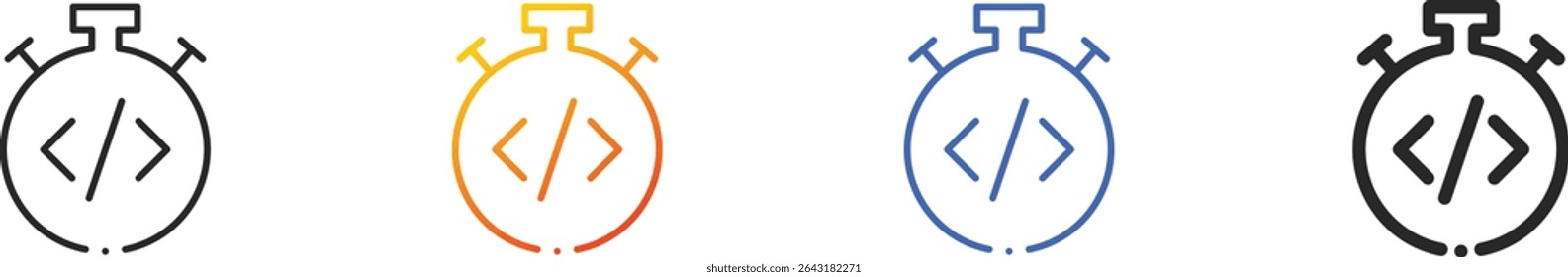time icon.Thin Linear, Gradient, Blue Stroke and bold Style Design Isolated On White Background