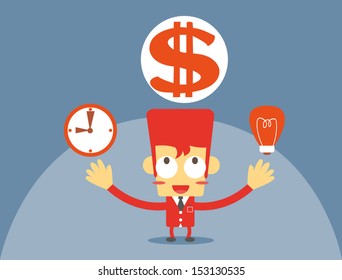 Time idea and money ,Vector cartoon business
