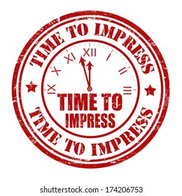 Time to impress grunge rubber stamp on white, vector illustration