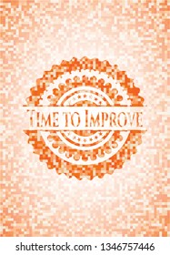 Time to Improve abstract orange mosaic emblem
