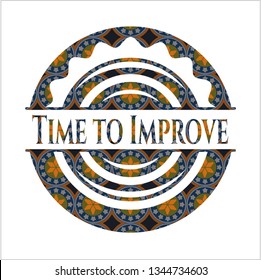 Time to Improve arabesque emblem background. arabic decoration.