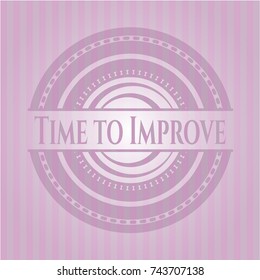Time to Improve badge with pink background