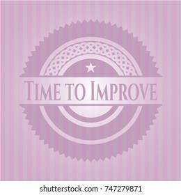 Time to Improve badge with pink background