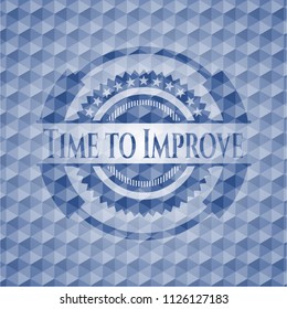 Time to Improve blue hexagon badge.