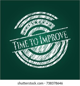 Time to Improve chalkboard emblem on black board