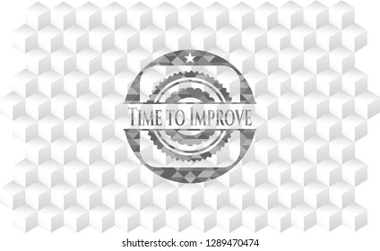 Time to Improve grey emblem with cube white background