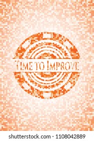 Time to Improve orange mosaic emblem with background