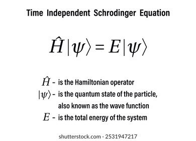 Equação de Schrodinger independente do tempo sobre o fundo branco. Educação.  Escola. Fórmula. Ilustração vetorial.