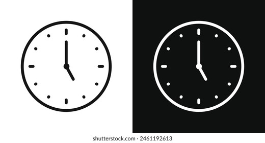 Time Indicator Icon Set. Office Hour Symbol. Five O'clock Representation. Time of Day Emblem.