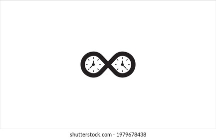 Time Infinity Logo Icon Design. Infinite, time, clock icon. Simple line, outline vector illustration