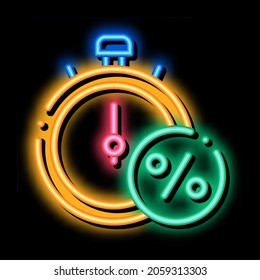 Time is Interest neon light sign vector. Glowing bright icon Time is Interest sign. transparent symbol illustration