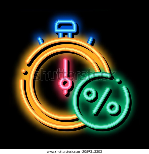 Time is\
Interest neon light sign vector. Glowing bright icon Time is\
Interest sign. transparent symbol\
illustration