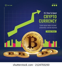 Time to invest in crypto currency banner design template.