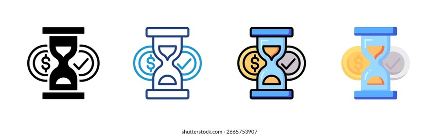 Time Investment icon set multiple style collection