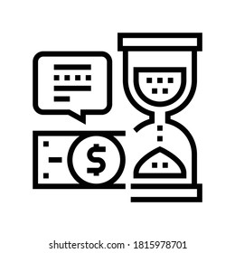 vector de icono de línea de retorno de tiempo de inversión. signo de retorno de la inversión. símbolo de contorno aislado ilustración negra