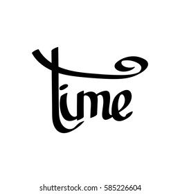 time, isolated calligraphy lettering, word design template, vector illustration