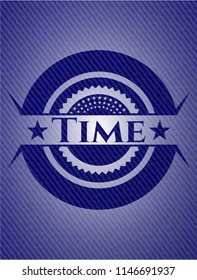 Time jean or denim emblem or badge background
