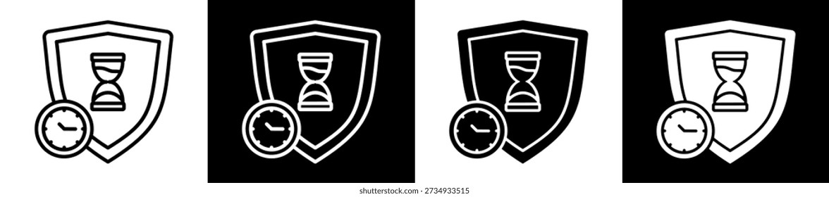 Time Keeping Icon In Flat Version On Black And White Background