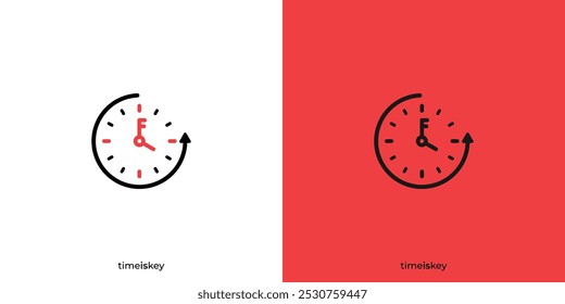 Time Key Logo. Clock and Key with Minimalist Style. Lock Time Logo, Icon, Symbol, Vector, Design Inspiration.