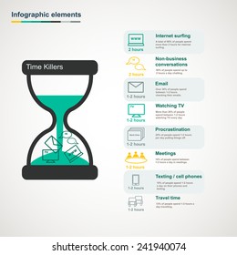 Time Killers Infographic With Hourglass,infographic Elements And Icons