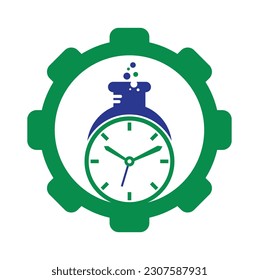 Time lab gear shape concept logo vector design. Clock lab logo icon vector design.