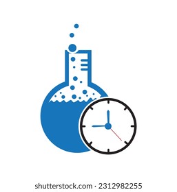 time lab logo, illustration time of lab entry and blue color isolated white background