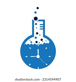 time lab logo, illustration time of lab entry and blue color isolated white background