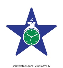 Time lab star shape concept logo vector design. Clock lab logo icon vector design.