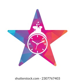 Time lab star shape concept logo vector design. Clock lab logo icon vector design.