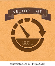 time label over vintage background vector illustration