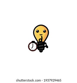 Time Lamp Cartoon Character Design Vector Illustration. With Cute, Funny, And Fun Cartoon. 