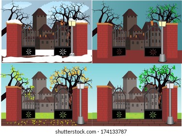 Time lapse in old house castle