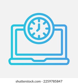 Icono de portátil de tiempo con estilo de degradado, uso para presentación de aplicaciones móviles del sitio web