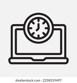 Time laptop icon in line style, use for website mobile app presentation