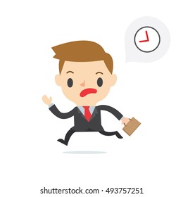 time late marketing boy on white background