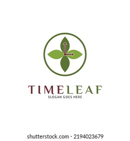 Time Leaf Icon Vector Logo Template Illustration Design