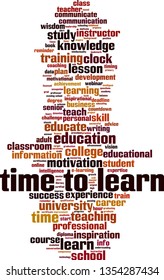 Time to learn cloud concept. Collage made of words about time to learn. Vector illustration