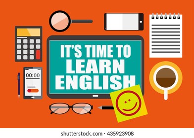 It is time to learn English. education concept.