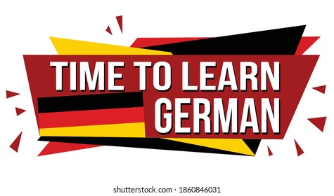 Time to learn german banner design on white background, vector illustration