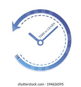 Time to learn illustration with modern concept of clock blue style art