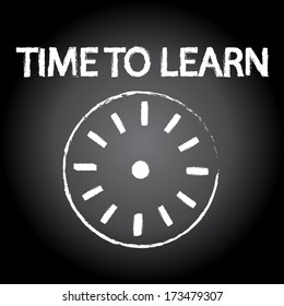 time to learn words on chalkboard design. vector illustration.
