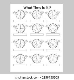 Time Learning Worksheet For 1st Grade Kids ,KDP Interior 