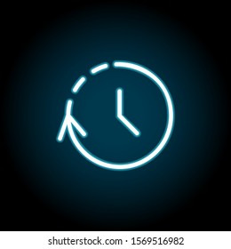 Time left blue neon icon. Simple thin line, outline vector of time icons for ui and ux, website or mobile application