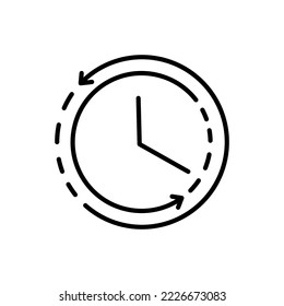 Time left outline icon. isolated line vector illustration from tools and utensils collection. editable thin stroke time left icon on white background