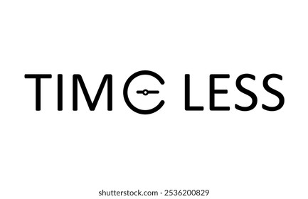 Time less. Time less with clock logo design isolated on white background.