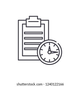 Time limit line icon concept. Time limit vector linear illustration, symbol, sign