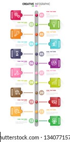 Time line for 1 year, 12 months, Timeline infographics design vector 12 steps and Presentation business can be used for Business concept with 12 options, steps or processes.