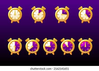 Time Line Bar, Vector Clock Icons For Game.